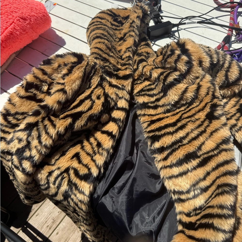 Tiger Print Faux Fur Coat